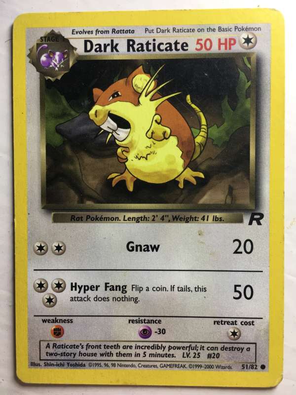 VINTAGE POKEMON TRADING CARD - DARK RATICATE