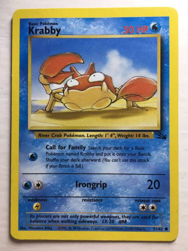 VINTAGE POKIMON TRADING CARD - KRABBY