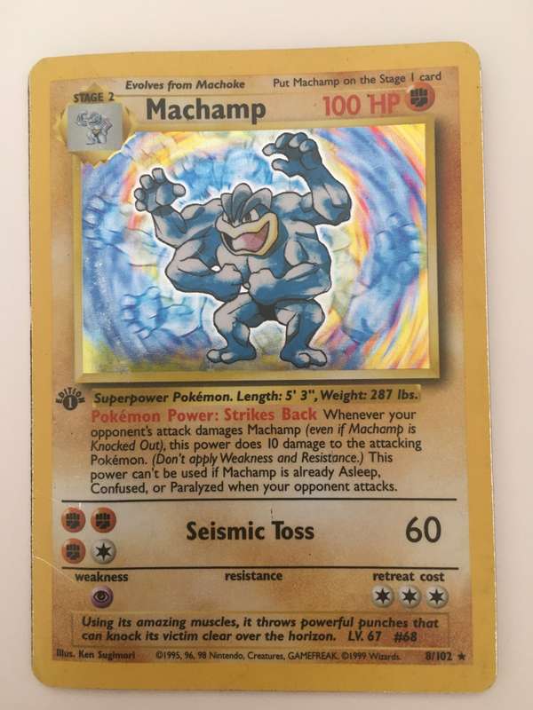 VINTAGE POKEMON TRADING CARD /  MACHAMP / HOLOGRAPHIC  SHINY CARD
