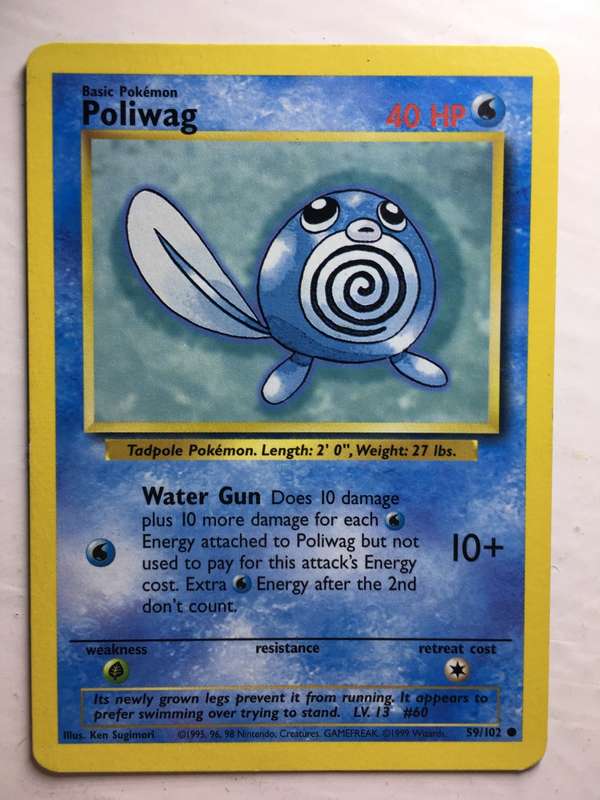 VINTAGE POKEMON TRADING CARD - POLIWAG