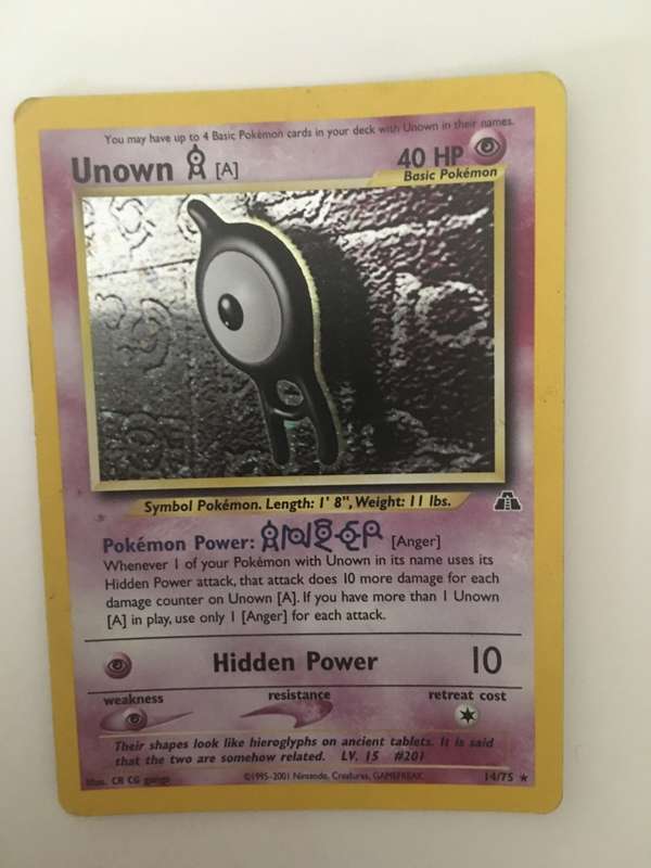 VINTAGE POKEMON TRADING CARD - SHINY / FOIL - UNOWN