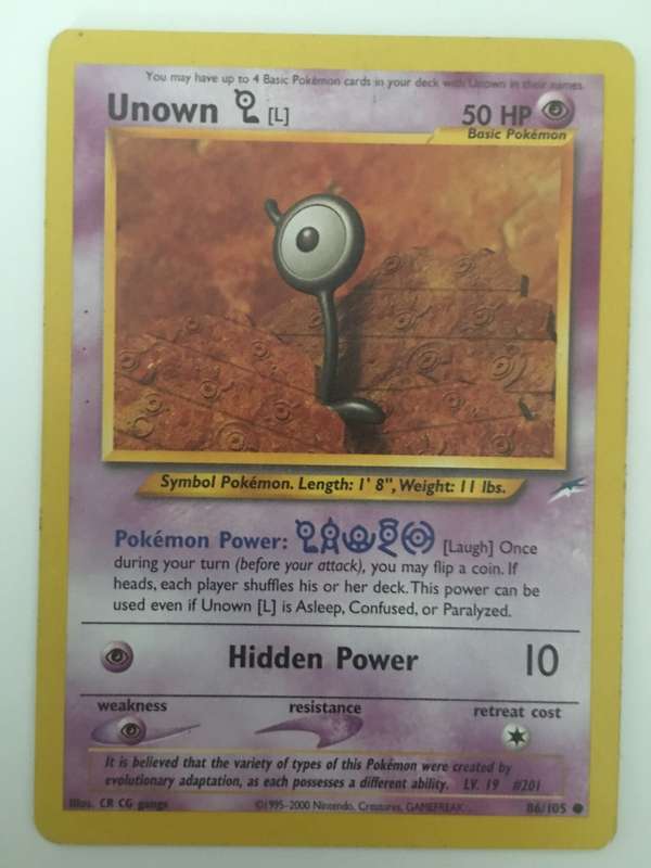 VINTAGE POKEMON TRADING CARD - UNOWN