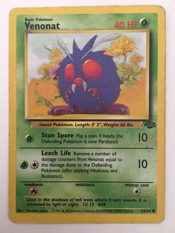 VINTAGE POKEMON TRADING CARD  - VENONAT