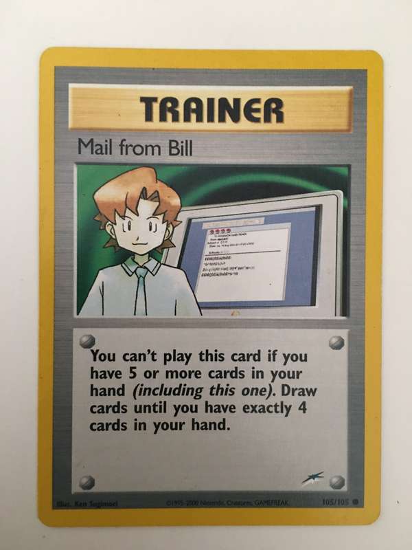 VINTAGE POKEMON TRADING CARD - TRAINER / MAIL FROM BILL