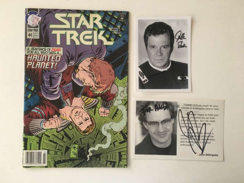 DC COMICS - STAR TREK - WILLIAM SHATNER PRINTED AUTO - REAL AUTO JOHN BILLINGSLEY AS A CLINGON