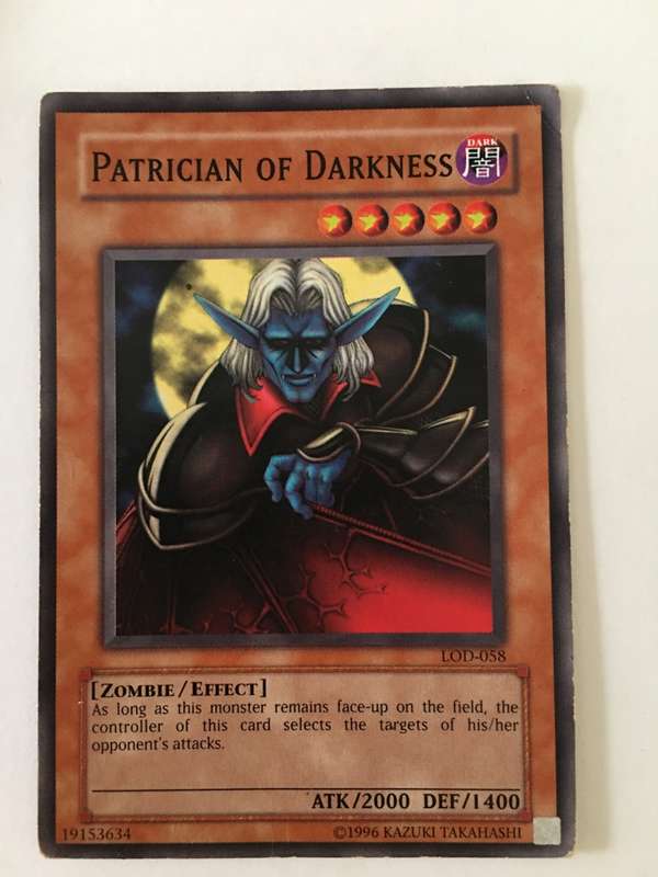 YU-GI-OH TRADING CARD - PATRICIAN OF DRKNESS