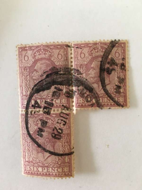 GREAT BRITAIN KING GEORGE V 6 PENCE 3 STAMPS