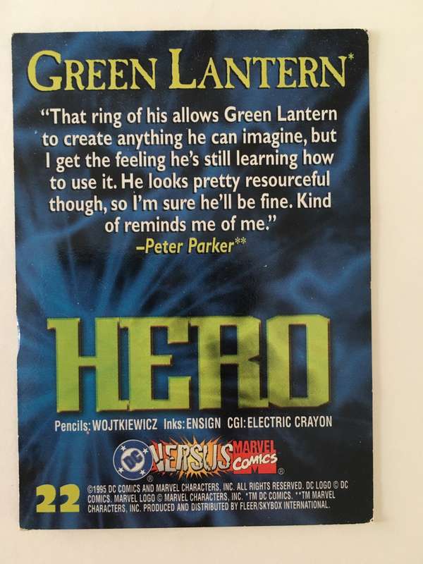 DC VERSUS MARVEL TRADING CARDS - GREEN LANTERN