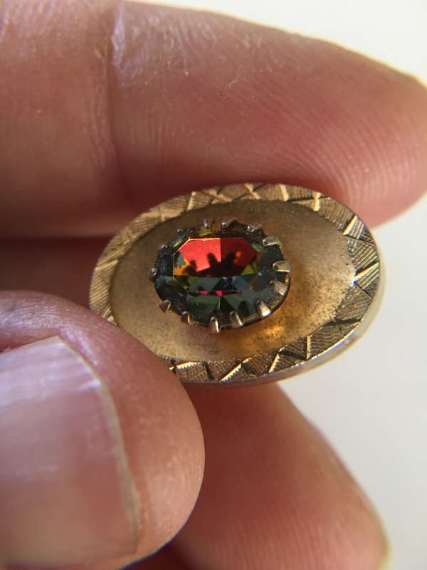 LOVELY VINTAGE MENS CUFF LINKS  WITH STONES MAY BE  PLATED