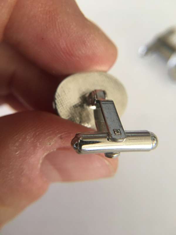 LOVELY VINTAGE MENS CUFF LINKS WITH CUBIC SECONIA NOT SURE IF PLATED