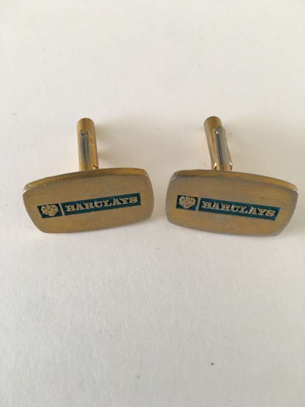 LOVELY VINTAGE BARCLAYS  BANK MENS CUFF LINKS MAY BE PLATED