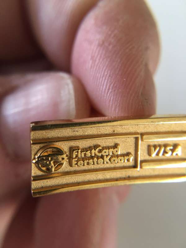 LOVELY VINTAGE FNB  FIRST CARD VISA PLATED MENS CUFF LINKS