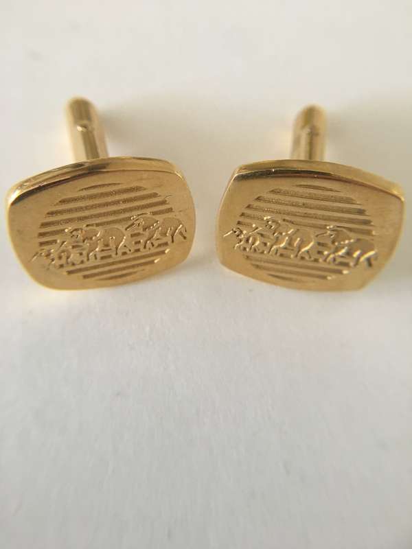 LOVELY VINTAGE FNB GOLD PLATED MENS CUFF LINKS