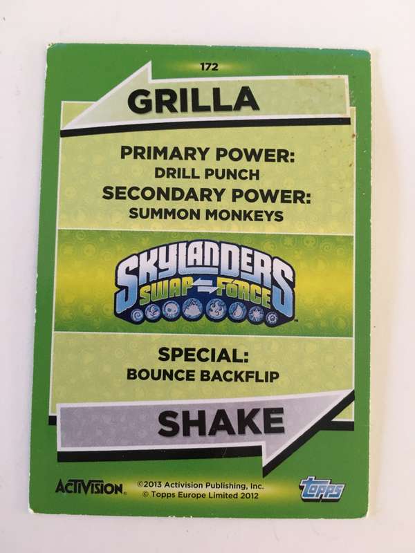 TOPPS - SKYLANDERS - TRADING CARD - GRILLA CHARGE