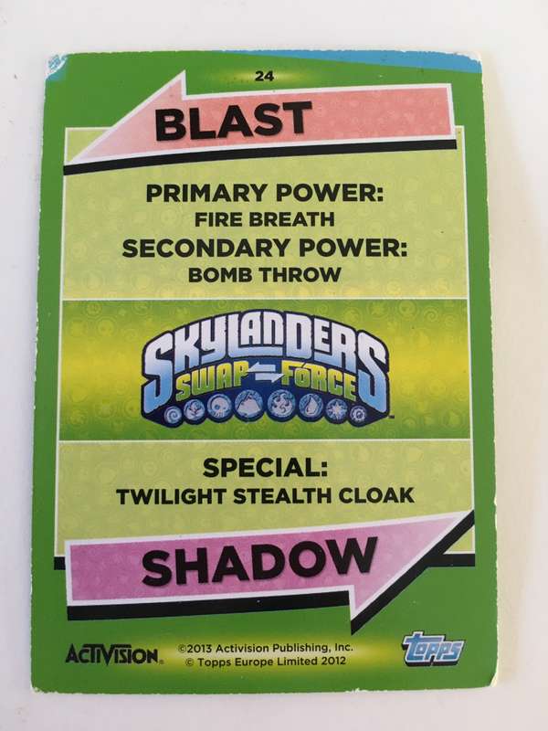 TOPPS SKYLANDERS TRADING CARDS - BLAST SHADOW
