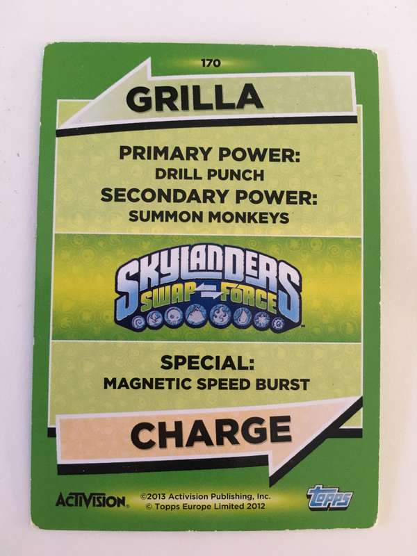 TOPPS SKYLANDERS TRADING CARDS - GRILLA CHARGE