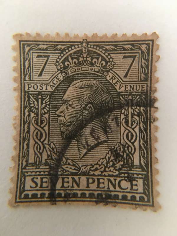 GREAT BRITAIN USED KING GEORGE V 7 PENCE STAMP