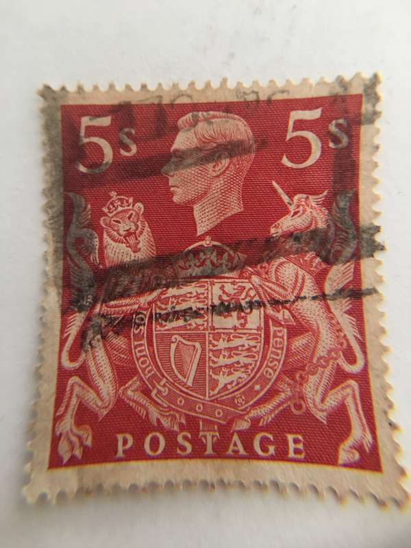 GREAT BRITAIN 5 SHILLINGS USED STAMP