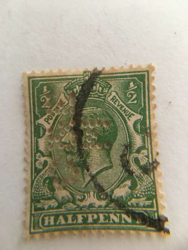 GREAT BRITAINGREEN  KING GEORGE V HALF PENNY USED STAMP - 1934