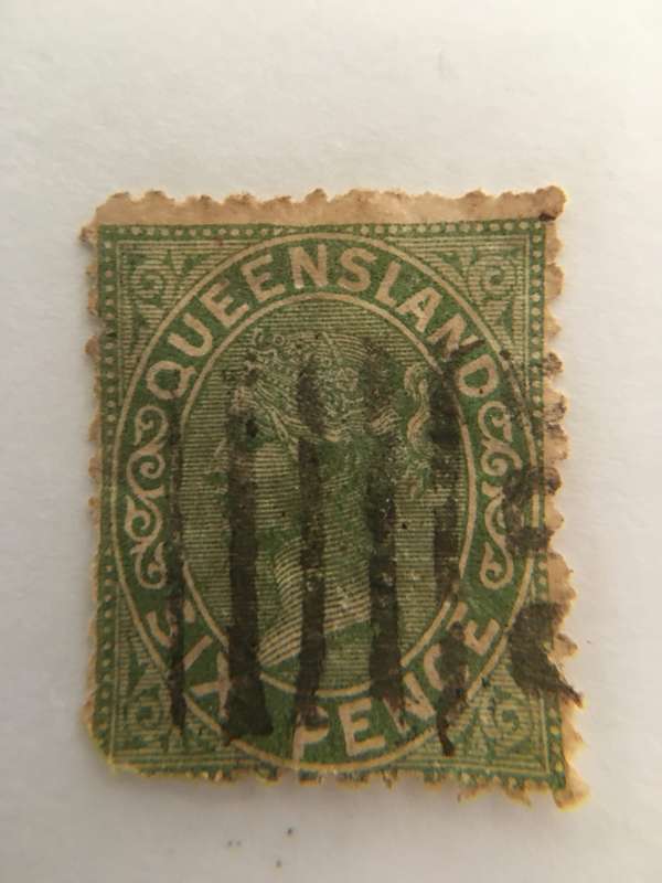 AUSTRALIA LOVELY QUEEN VICTORIA QUEENS LAND  1907 USED STAMP