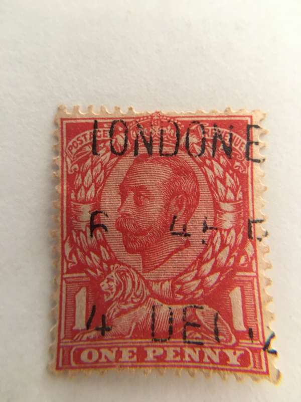 GREAT BRITAIN KING GEORGE V USED 1 PENNY STAMP