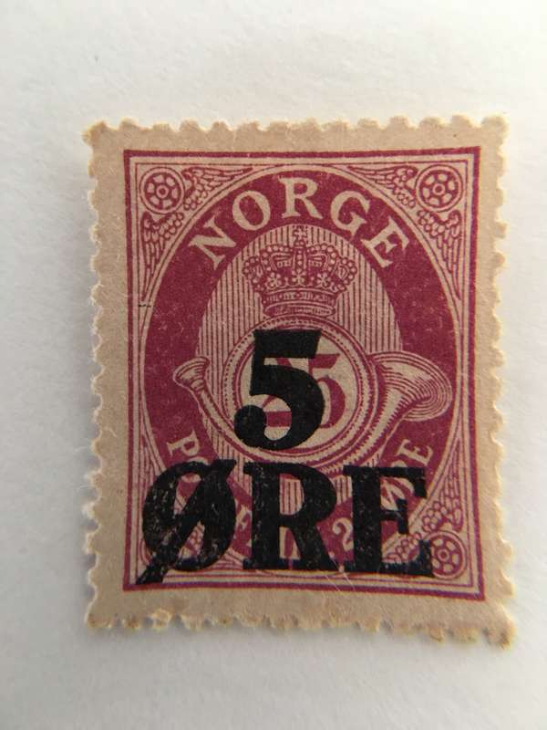 NORWAY  UNUSED PRINTED OVER 5 ORE 1922
