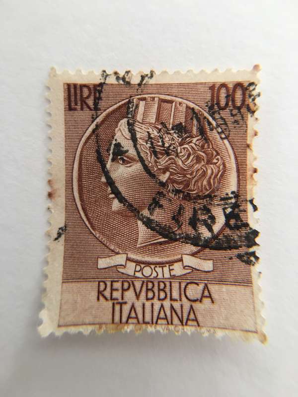 ITALY 100 LIRE USED STAMP