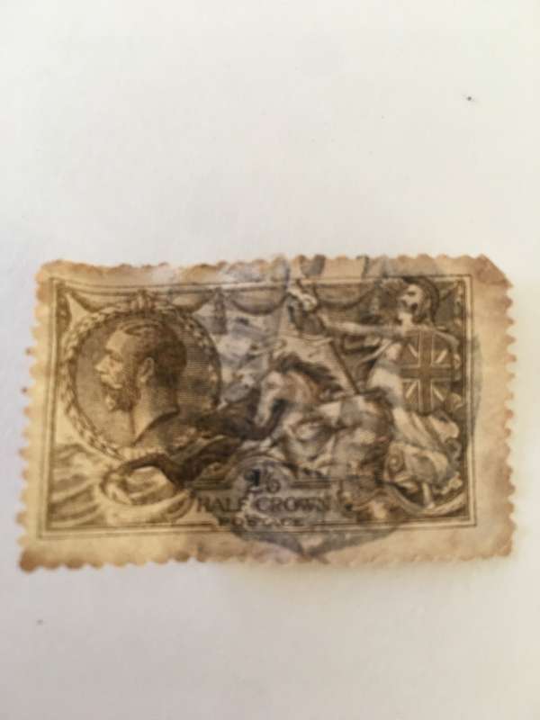 GREAT BRITAIN HALF CROWN USED STAMP