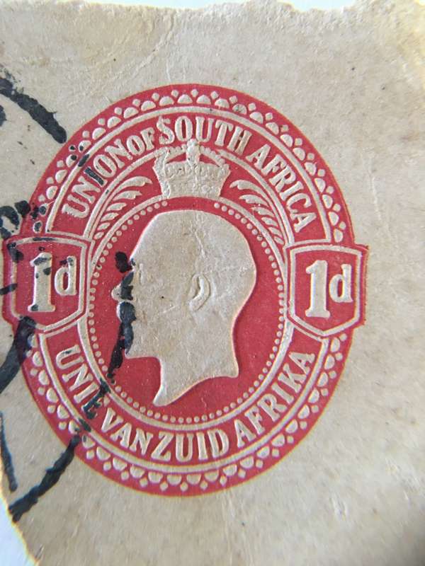 SOUTH AFRICA UNION OF SOUTH AFRICA EMBOSSED STAMP DIE PROOF USED