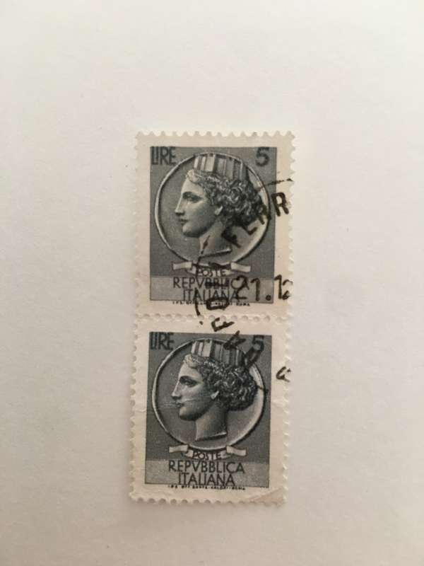 ITALY 5 LIRE STAMP  USED
