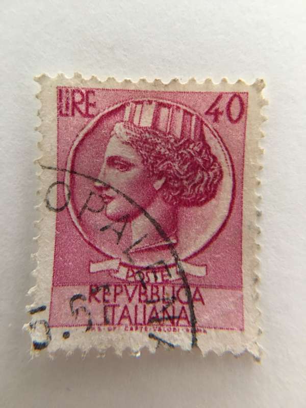 ITALY  40 LIRE USED STAMP