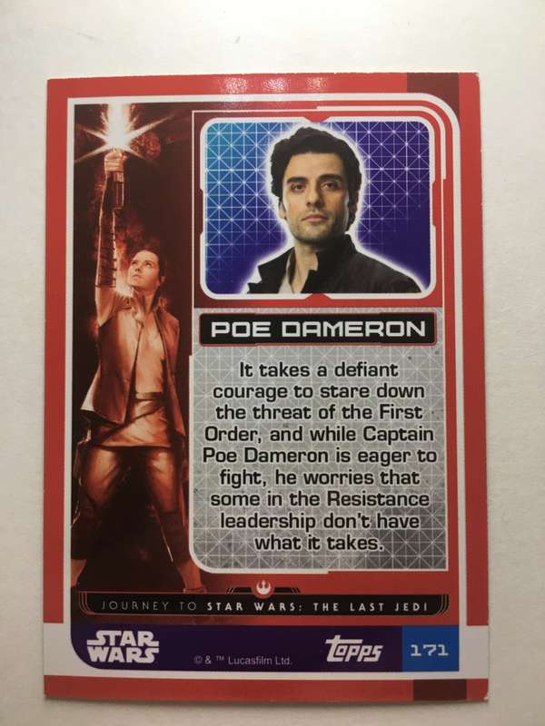 TOPPS -  STAR WARS CARD - THE LAST JEDI  - HOLOGRAPHIC CARD / POE GAMERON