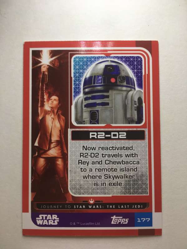TOPPS -  STAR WARS CARD - THE LAST JEDI - HOLOGRAPHIC CARD - R2-D2