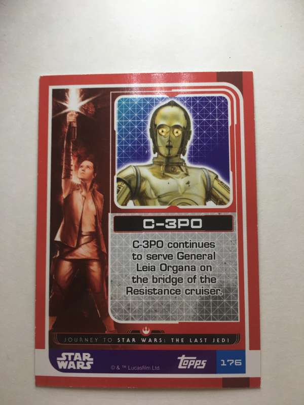 TOPPS -  STAR WARS CARD - THE LAST JEDI  - HOLOGRAPHIC CARD /  C-3PO