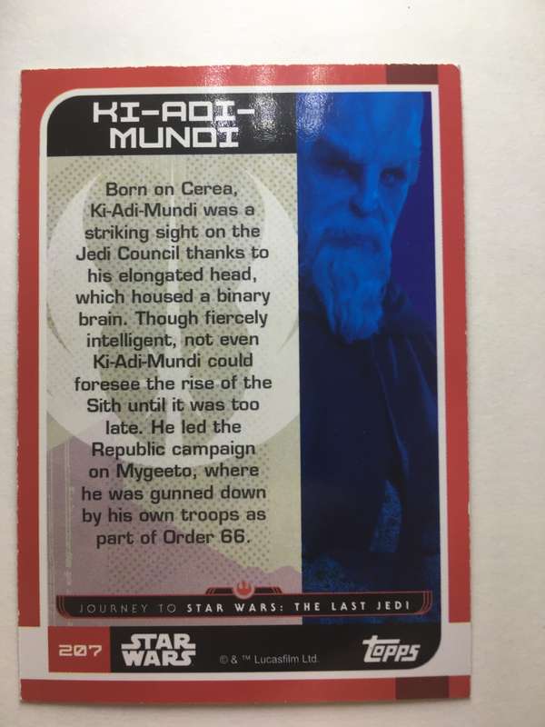 TOPPS STAR WARS / THE LAST JEDI / TRADING CARD - KI-ADI-MUNDI / FOIL CARD