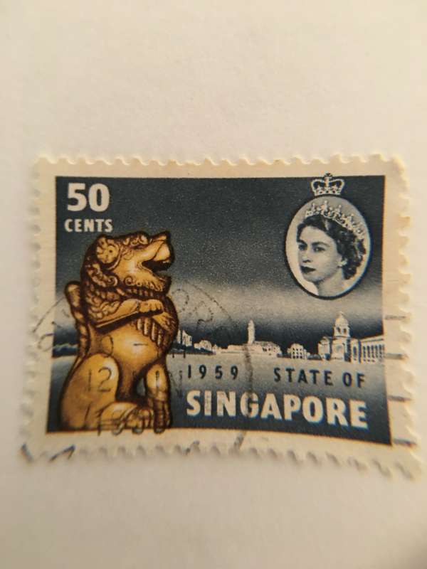 SINGAPORE 50 CENTS USED STAMP