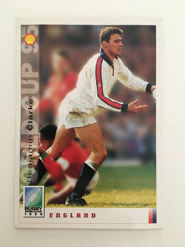 1995 RUGBY WORLD CUP TRADING CARD - ENGLAND -BENJAMIN CLARKE