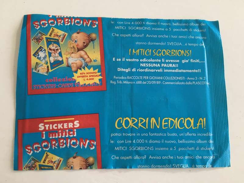VINTAGE ITALIAN MINT SET OF 4 GARBAGE PAIL KIDS - 1989