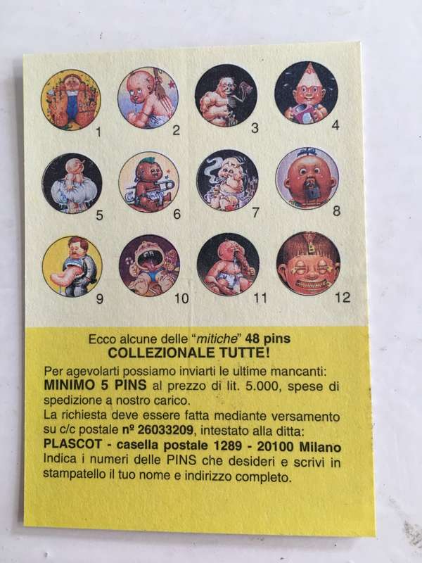 VINTAGE ITALIAN MINT SET OF 4 GARBAGE PAIL KIDS - 1989