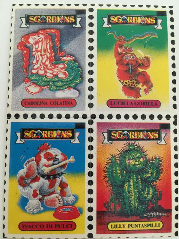 VINTAGE ITALIAN MINT SET OF 4 GARBAGE PAIL KIDS - 1989
