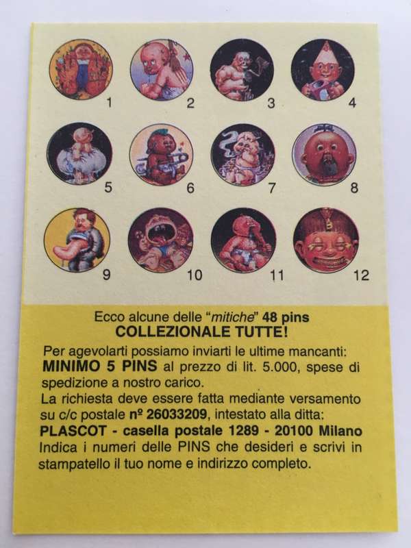 VINTAGE ITALIAN MINT SET OF 4 GARBAGE PAIL KIDS - 1989