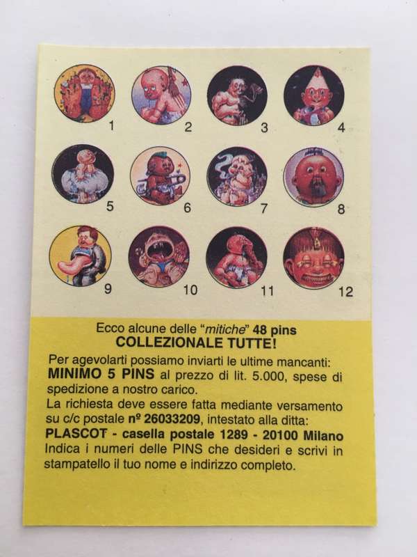 VINTAGE ITALIAN MINT SET OF 4 GARBAGE PAIL KIDS - 1989