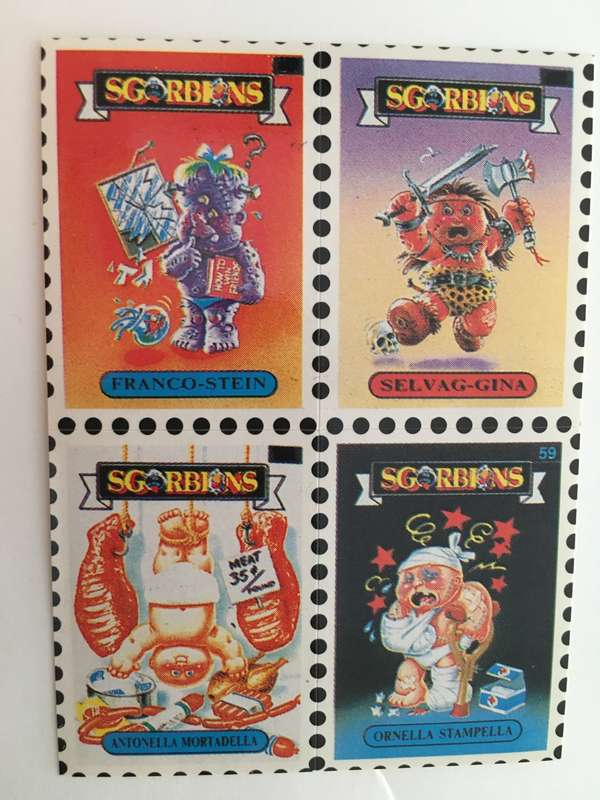 VINTAGE ITALIAN MINT SET OF 4 GARBAGE PAIL KIDS - 1989
