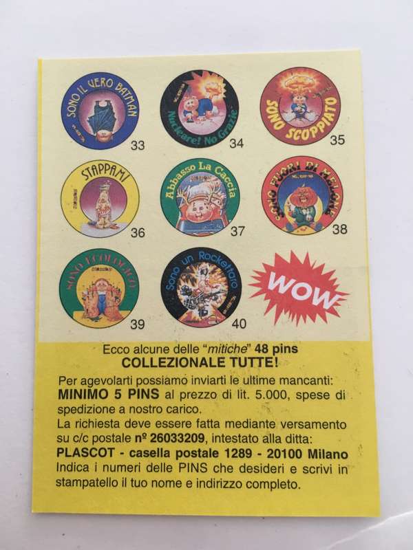 VINTAGE ITALIAN MINT SET OF 2 GARBAGE PAIL KIDS - 1989