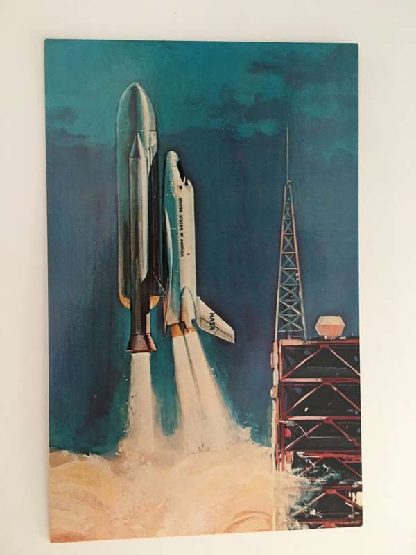 VINTAGE NASA POST CARD - SPACE SHUTTLE LIFTOFF