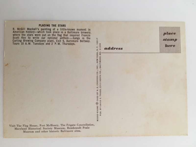 LOVELY VINTAGE POST CARD SEWING THE STARS ON THE AMERICAN FLAG