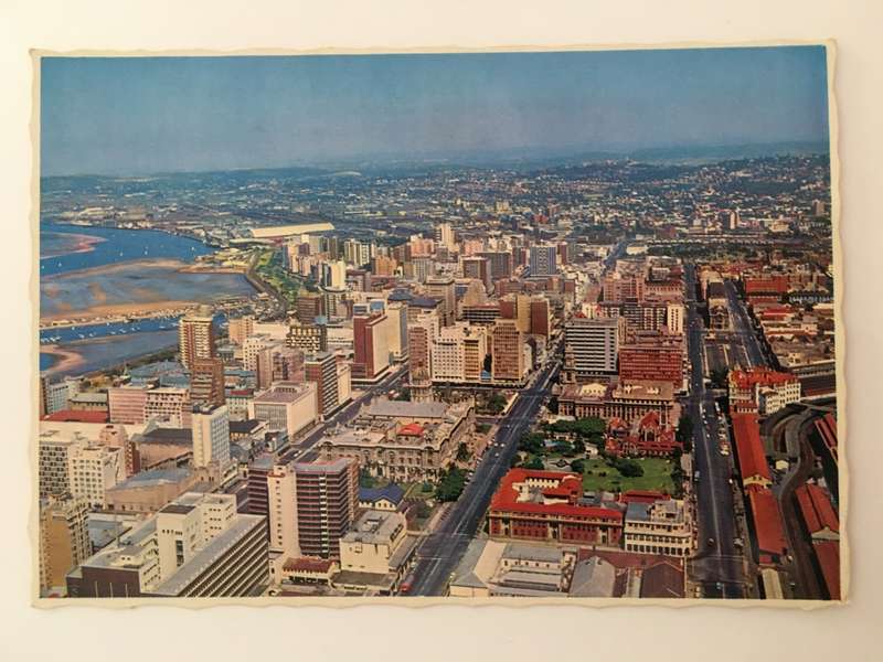 VINTAGE POSTCARD - DURBAN FROM THE AIR