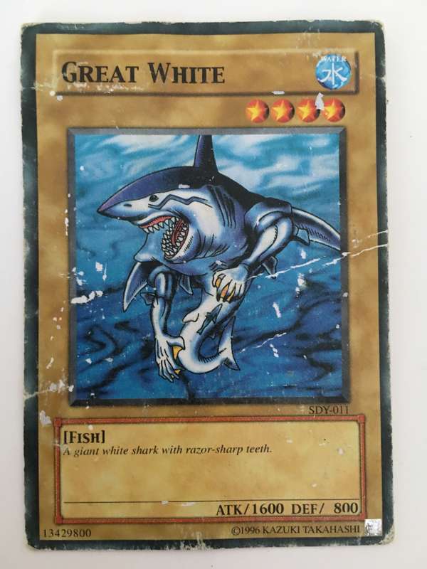 YU-GI-OH TRADING CARD - GREAT WHITE - CARD BIT WORN