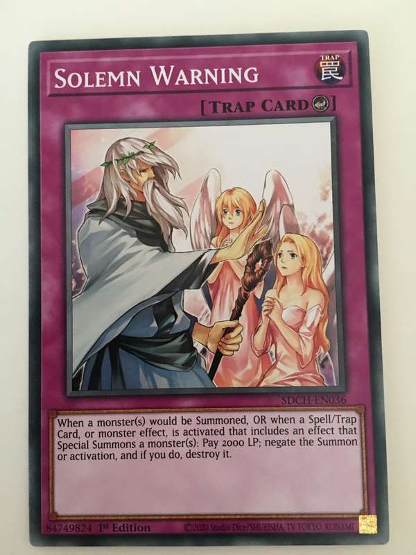 YU-GI-OH TRADING CARD - SOLEMN WARNING
