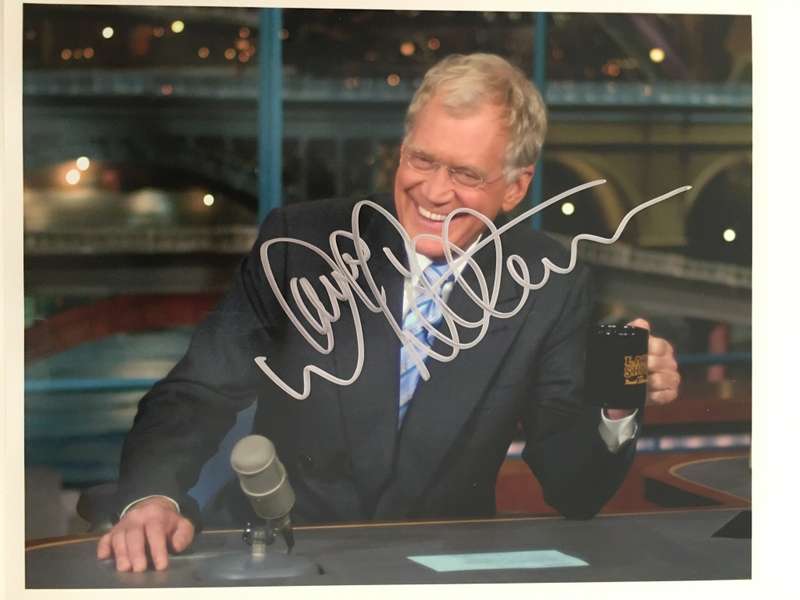 AUTOGRAPHED / SIGNED DAVID LETTERMAN SIMPSONS VOICE AND LATE SHOW  A4 SIZE